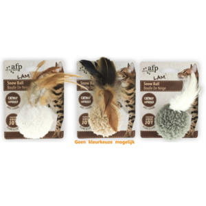 Afp snow ball lamswol met veren en catnip assorti