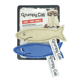 Grumpy cat sardines met catnip 2 stuks 7 cm