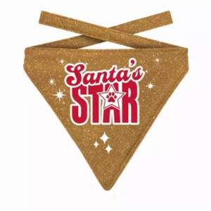 Plenty gifts kerst bandana santa's star glitter goud 12-16 cm 10x13 cm