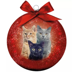 Plenty gifts kerstbal frosted katten rood 10 cm