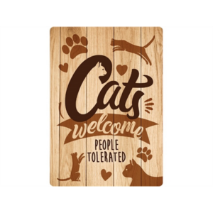 Plenty gifts waakbord blik cats welcome people tolerated 21x15 cm