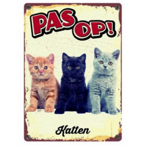 Plenty gifts waakbord blik katten 15x21 cm