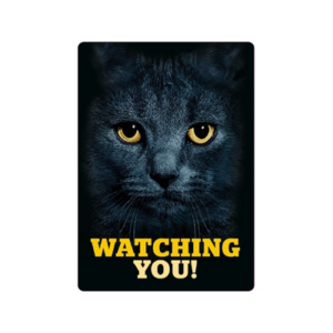 Plenty gifts waakbord blik zwarte kat watching you 21x15 cm