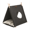 Trixie kattenmand tent elfie met kussen vilt antraciet 50x46x52 cm