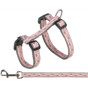 Trixie kattentuig met riem grijs / roze 27-45 cm/13 mm 120 cm