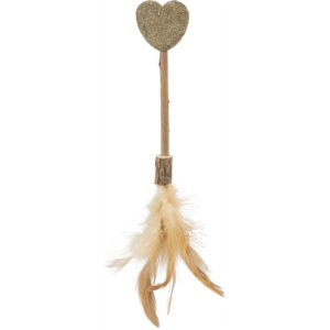 Trixie matatabi lolly hart catnip kattenspeelgoed met veren 23 cm