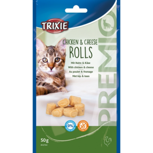 Trixie premio kip & kaas rolletjes voor katten glutenvrij 50 gr