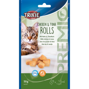 Trixie premio kip & tonijn rolletjes voor katten glutenvrij 50 gr