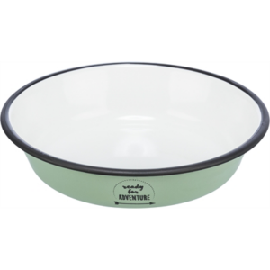 Trixie voer/waterbak plat emaille / rvs groen 12x12 cm 200 ml