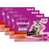 Whiskas multipack pouch junior classic selectie vlees in saus 4x12x85 gr