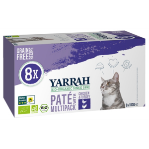 Yarrah cat multipack pate chicken / turkey grainfree 8x100 gr