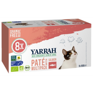 Yarrah cat organic multipack pate salmon graanvrij 8x100 gr