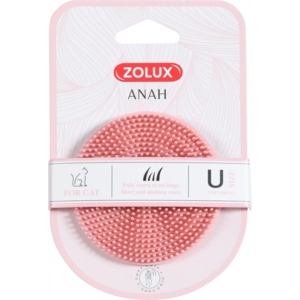 Zolux anah borstel rond rubber roze 7,5x7,5x3 cm