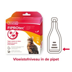 Beaphar fiprotec kat tegen vlooien & teken 3+1 pipet >1 kg en 8 weken