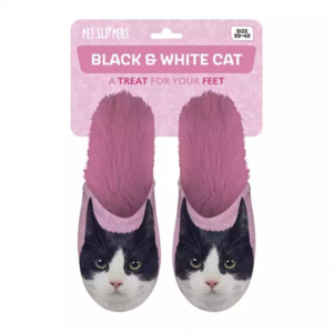 Pantoffel zwart witte kat roze Maat 39-42