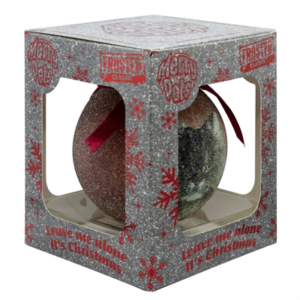 Plenty gifts kerstbal frosted grijze kat rood 10 cm