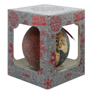 Plenty gifts kerstbal frosted katten rood 10 cm