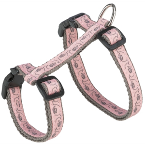 Trixie kattentuig met riem grijs / roze 27-45 cm/13 mm 120 cm