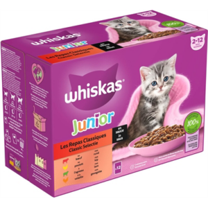 Whiskas multipack pouch junior classic selectie vlees in saus 4x12x85 gr