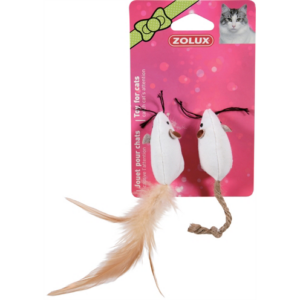 Zolux canvas muis wit 5 cm 2 st