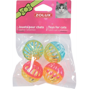 Zolux kattenspeelgoed bal twist met bel assorti 4 cm 4 st