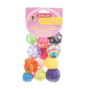 Zolux kattenspeelgoed fancy gekleurde ballen assorti 12 st