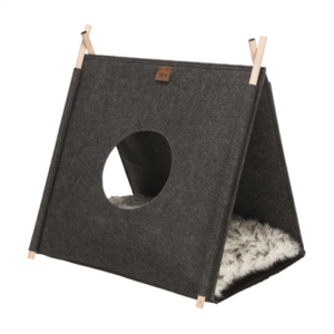 Trixie kattenmand tent elfie met kussen vilt antraciet 50x46x52 cm