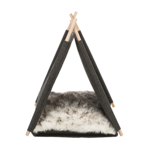 Trixie kattenmand tent elfie met kussen vilt antraciet 50x46x52 cm