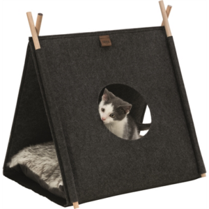 Trixie kattenmand tent elfie met kussen vilt antraciet 50x46x52 cm