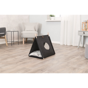 Trixie kattenmand tent elfie met kussen vilt antraciet 50x46x52 cm